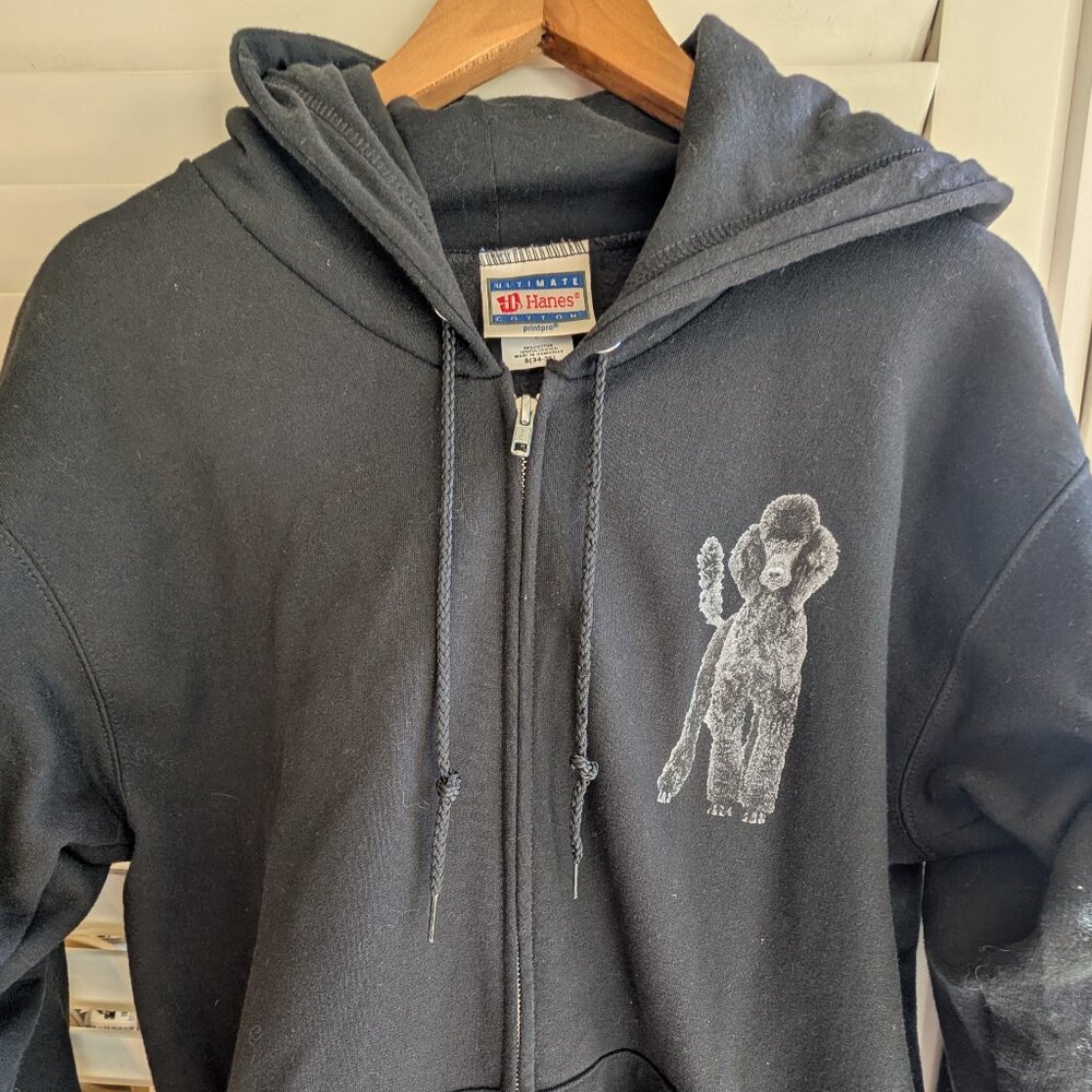 Black poodle graphic sweatshirt 90% cotton zip hoodie